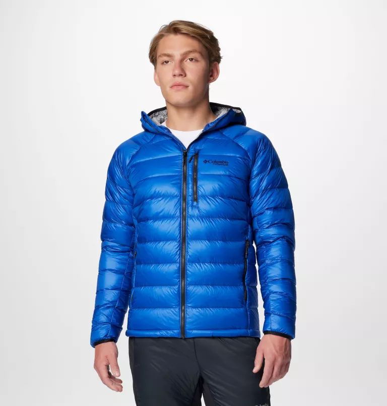 Blue Columbia® Arctic Crest™ Down Hooded Men Jackets | RWJUVO-289