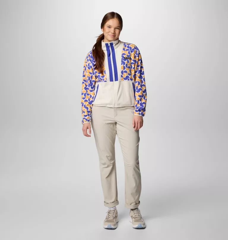 White / Blue Columbia® Backbowl™ II Printed Full Zip Fleece Women Jackets | SVFBHM-637